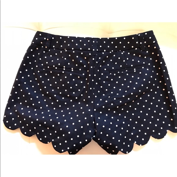 J Crew Scallop-hem Navy Polka Dot Shorts Size 2 - Picture 3 of 7